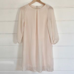 H&M Blush Long Sleeve Shift Dress w Zip Back